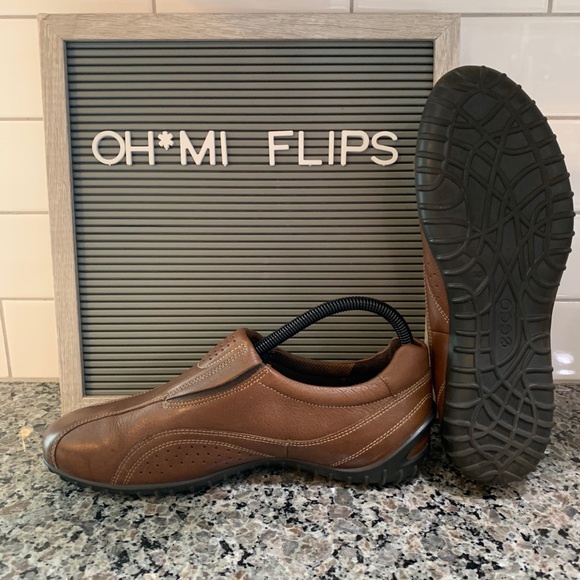 Ecco Womens Brown Leather Slip On Walking Loafers - Picture 6 of 10